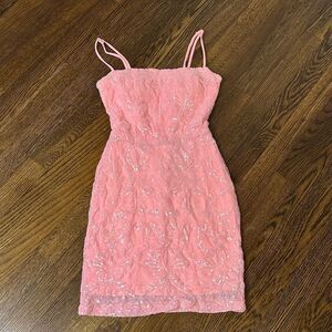 Windsor Coral Pink Sequin Dress - Size Small